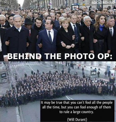 The "Orwellian"[15] 'peace march', lead by world leaders some of whom are themselves responsible for mass murder