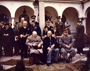Yalta Conference 1945 Churchill, Stalin, Roosevelt.jpg