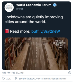 A WEF tweet which was quickly deleted after it raised criticism.