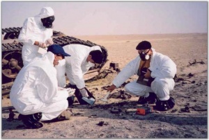 Testing for radiation levels in the Iraqi desert 2009
