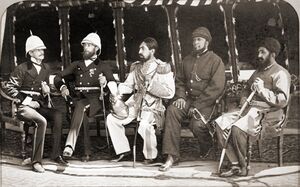 Mohammad Yaqub Khan with British officers in May of 1879.jpg