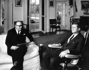 President John F. Kennedy with Ambassador of Norway Hans Kristian Engen.jpg